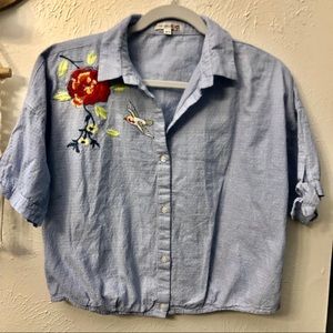 Cute Embroidered button down top.